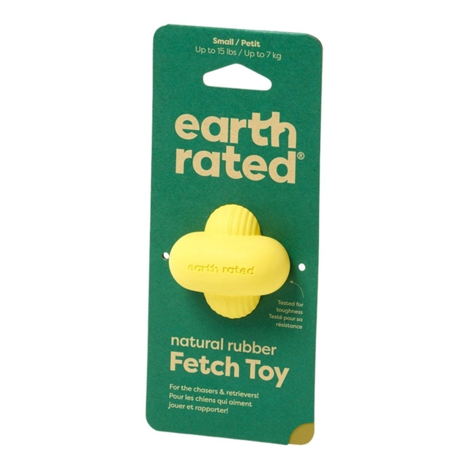 Earth Rated Dog Fetch Dog Toy Yellow Rubber Small
