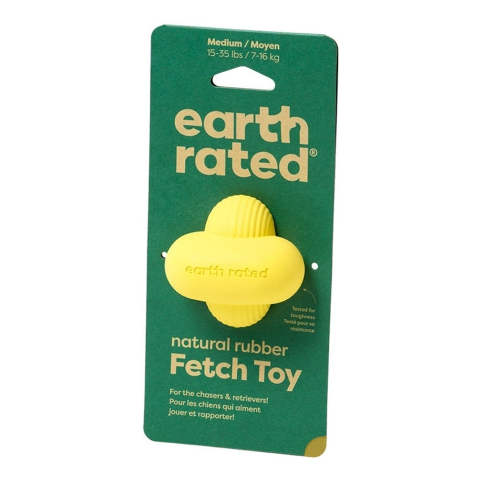 Earth Rated Dog Fetch Dog Toy Yellow Rubber Medium