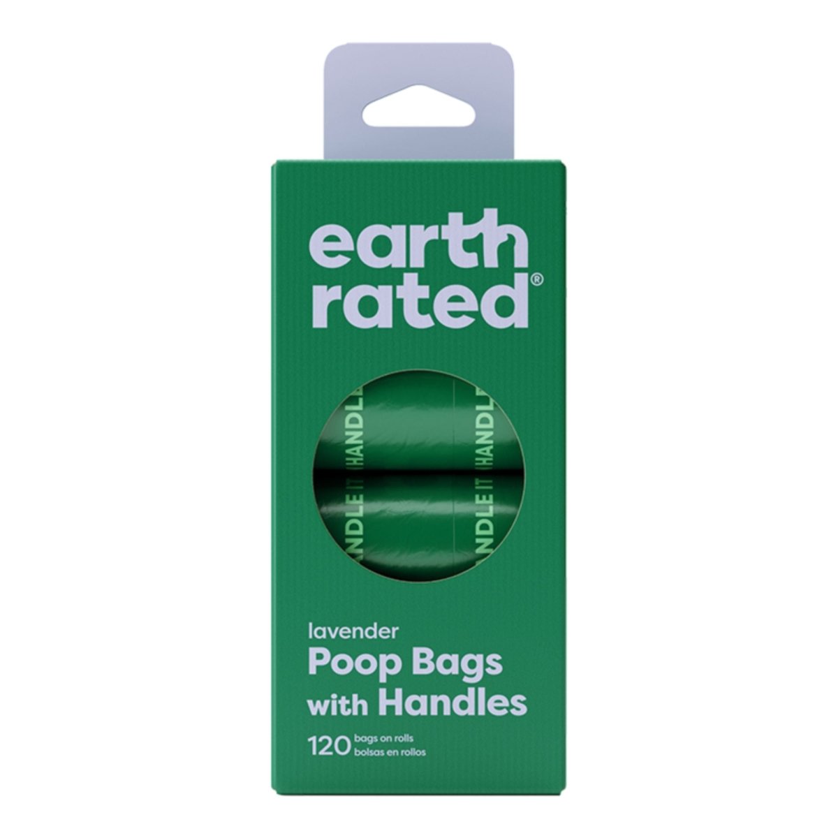 Earth Rated Dog Lavender Poop Bags With Handles Refill Rolls - 120 Count - Pets Perfect