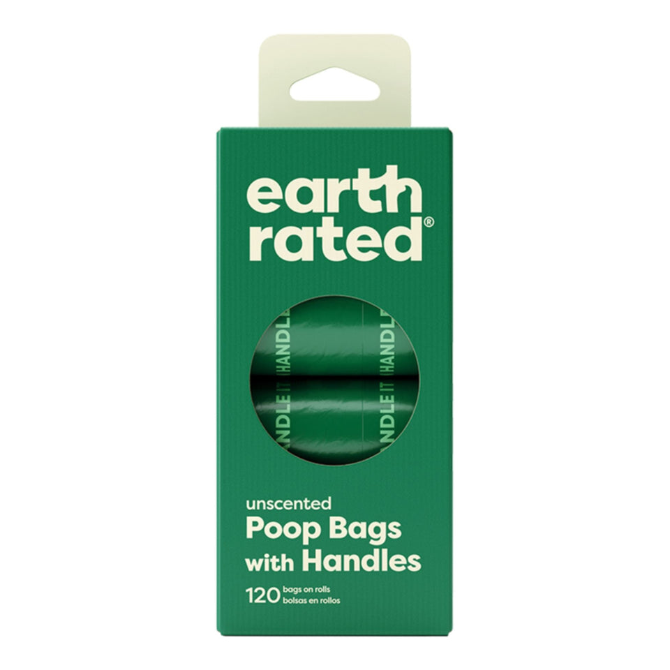 Earth Rated Dog Unscented Poop Bags With Handles Refill Rolls - 120 Count