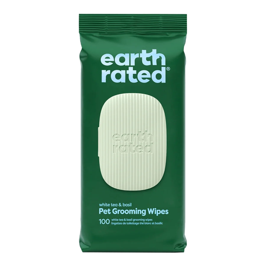Earth Rated Dog Grooming Wipes White Tea & Basil 100 ct