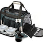 Mobile Dog Gear Pet Carrier Plus with removable bowls, leash attachment, padded handle, and breathable mesh panels