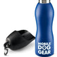Blue Mobile Dog Gear 25 Oz Water Bottle with detachable black dog bowl and metal clip for pet supplies use.