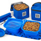 Mobile Dog Gear Dine Away Bag (Medium/Large Dogs) set with collapsible bowls and insulated food bags in blue color