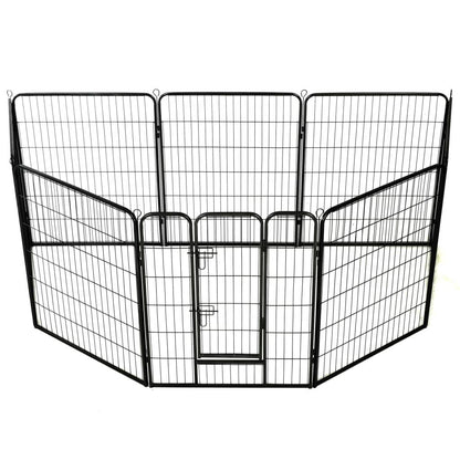 vidaXL Dog Playpen 8 Panels Steel 31.5"x39.4" Black