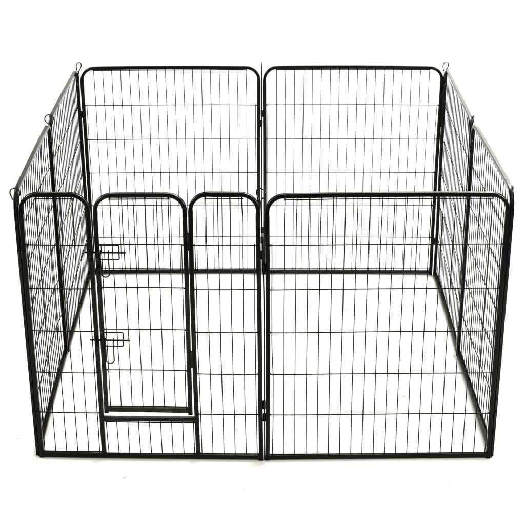 vidaXL Dog Playpen 8 Panels Steel 31.5"x39.4" Black