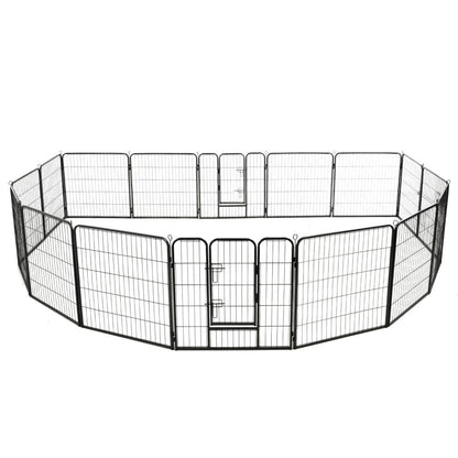vidaXL Dog Playpen 16 Panels Steel 31.5"x31.5" Black