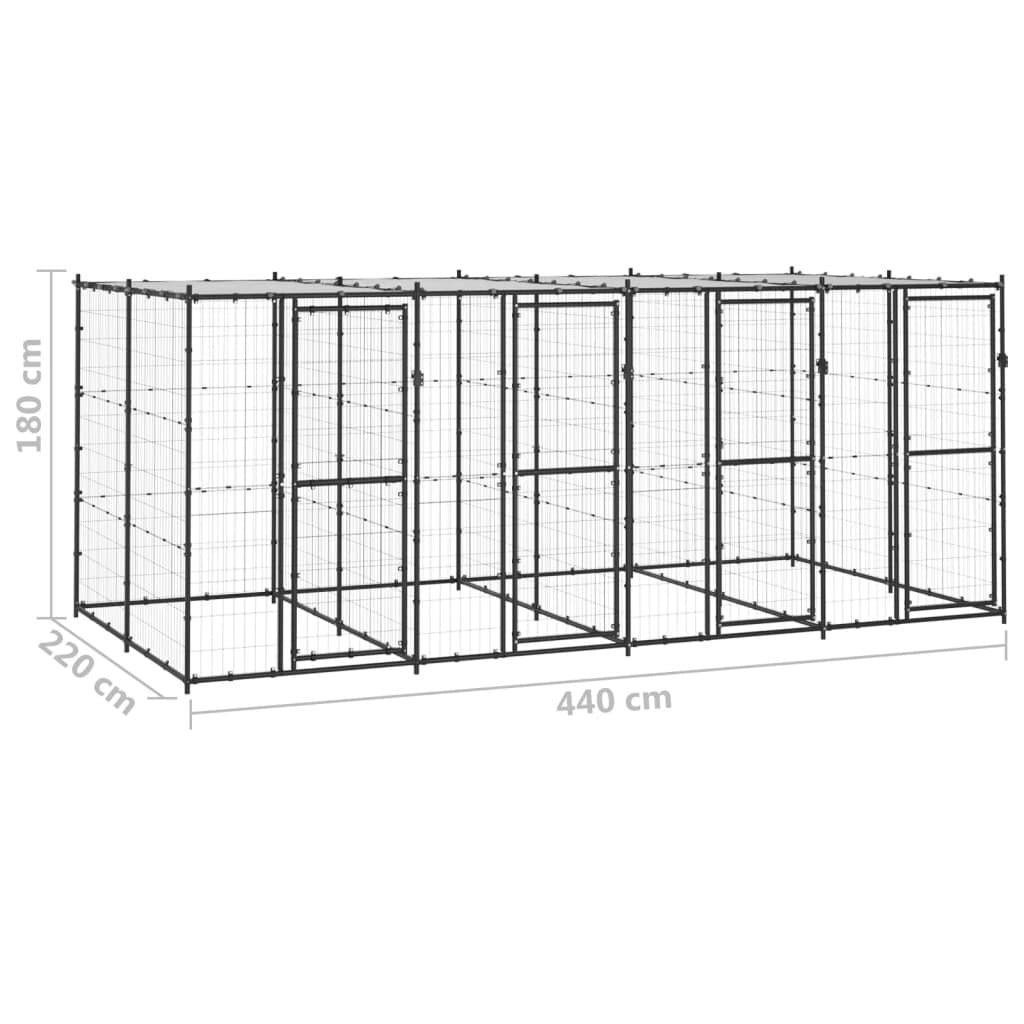 vidaXL Outdoor Dog Kennel Steel with Roof 104.2 ft²