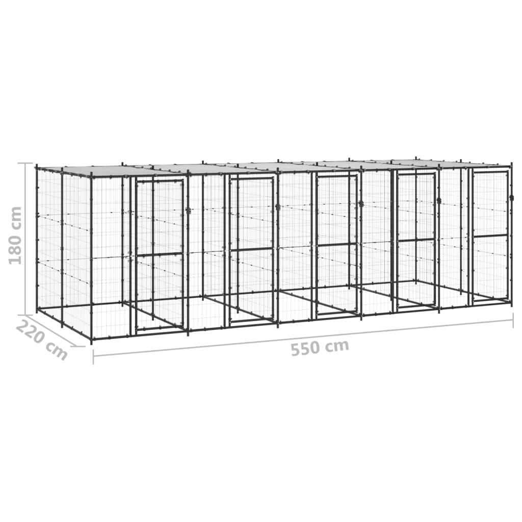 vidaXL Outdoor Dog Kennel Steel with Roof 130.2 ft²