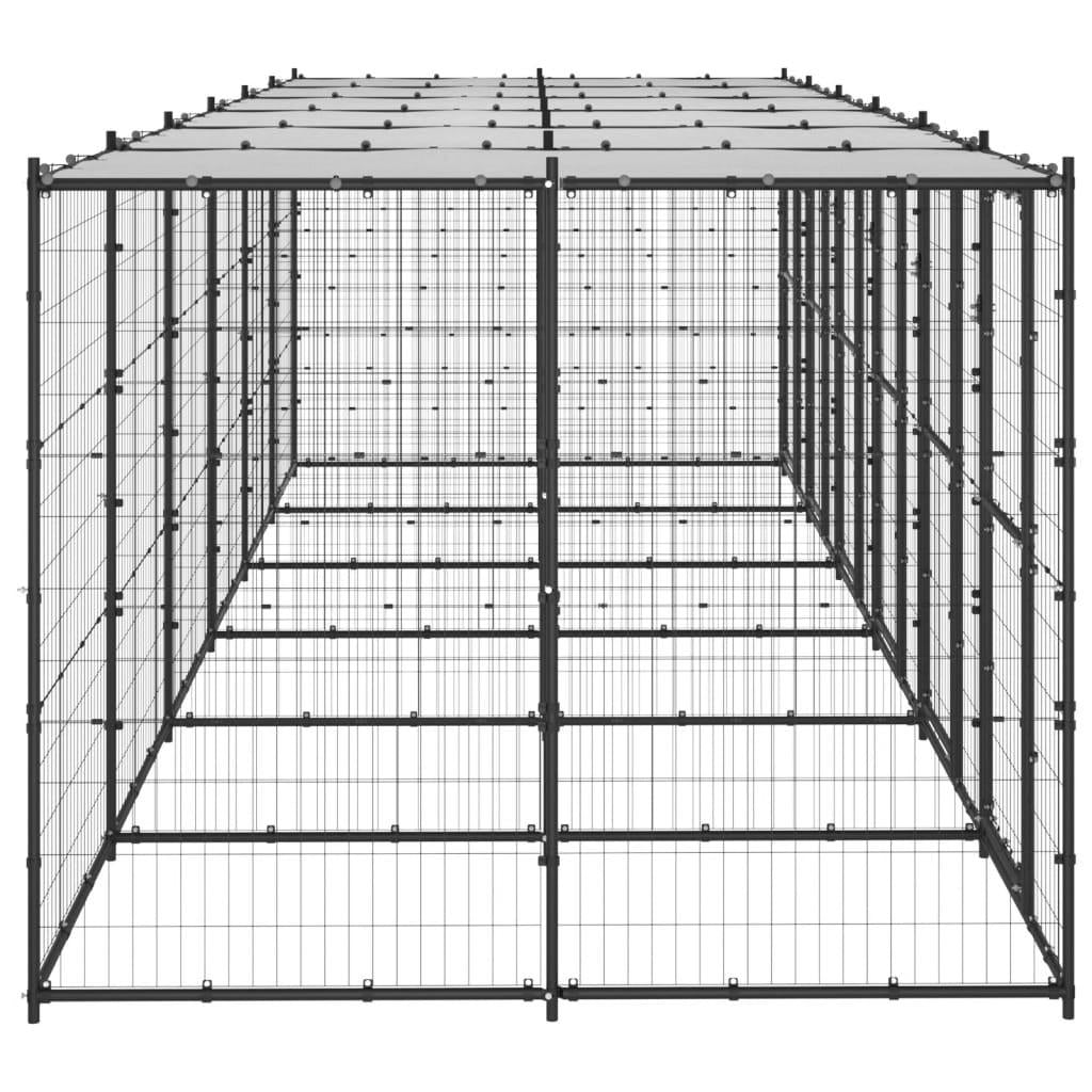 vidaXL Outdoor Dog Kennel Steel with Roof 156.3 ft²
