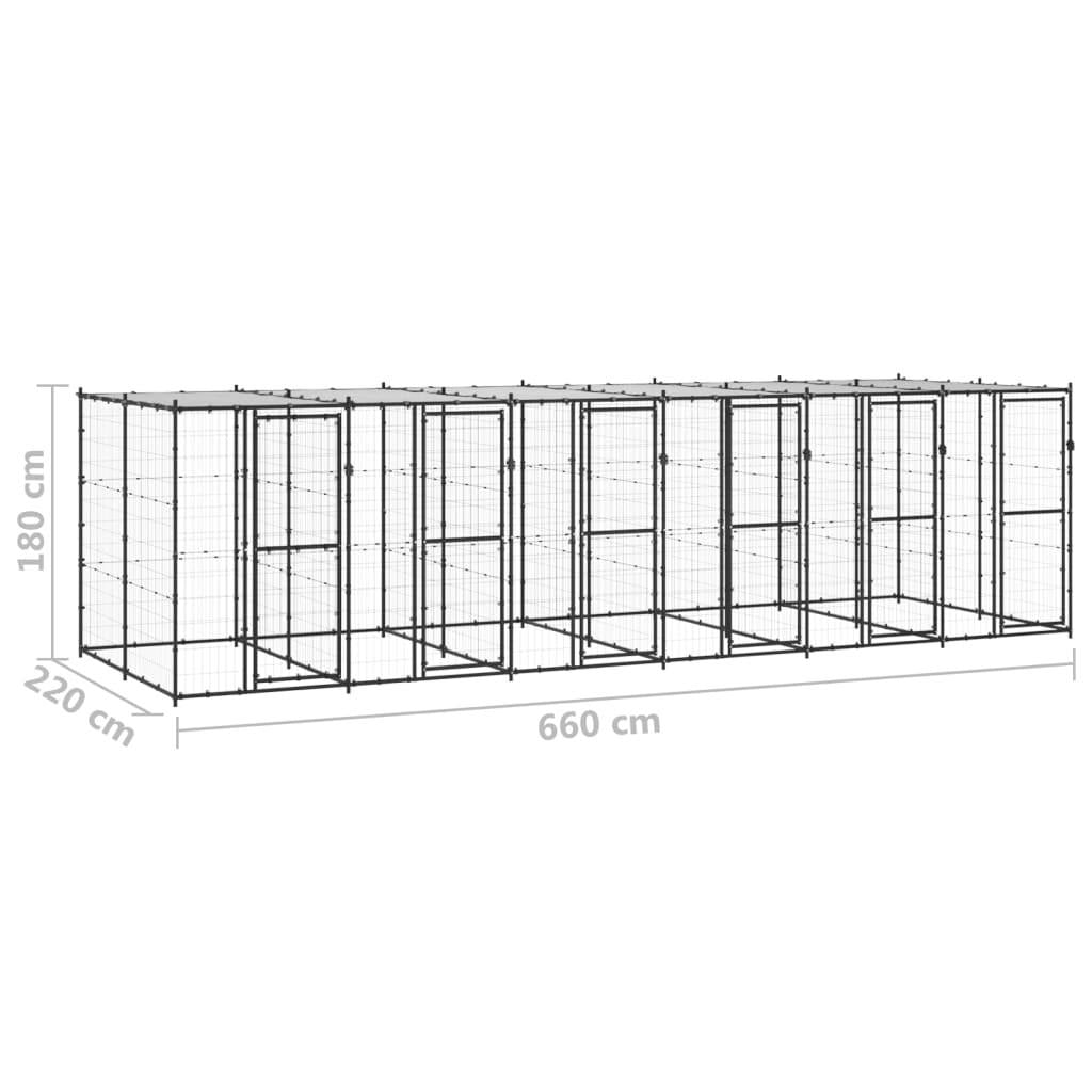 vidaXL Outdoor Dog Kennel Steel with Roof 156.3 ft²