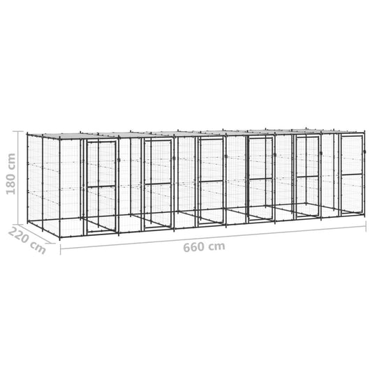 vidaXL Outdoor Dog Kennel Steel with Roof 156.3 ft²