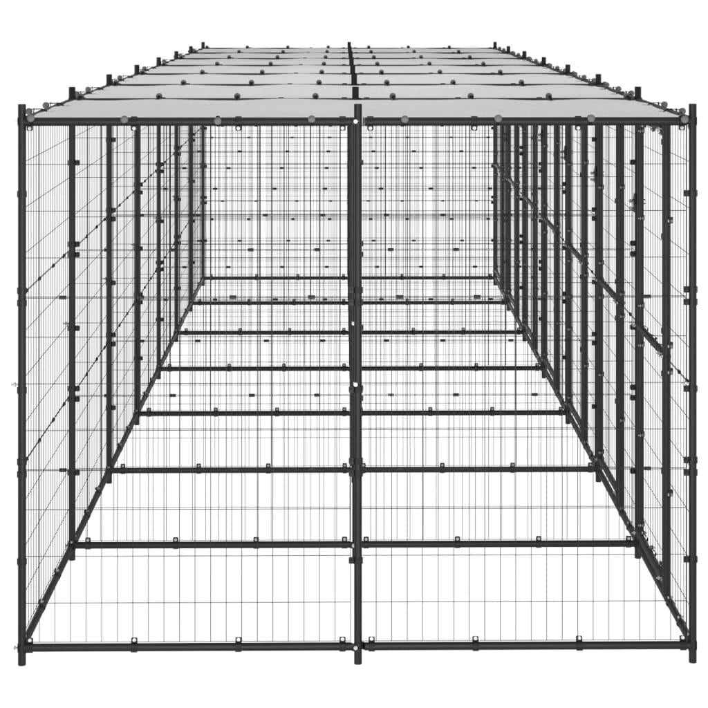 vidaXL Outdoor Dog Kennel Steel with Roof 182.3 ft²