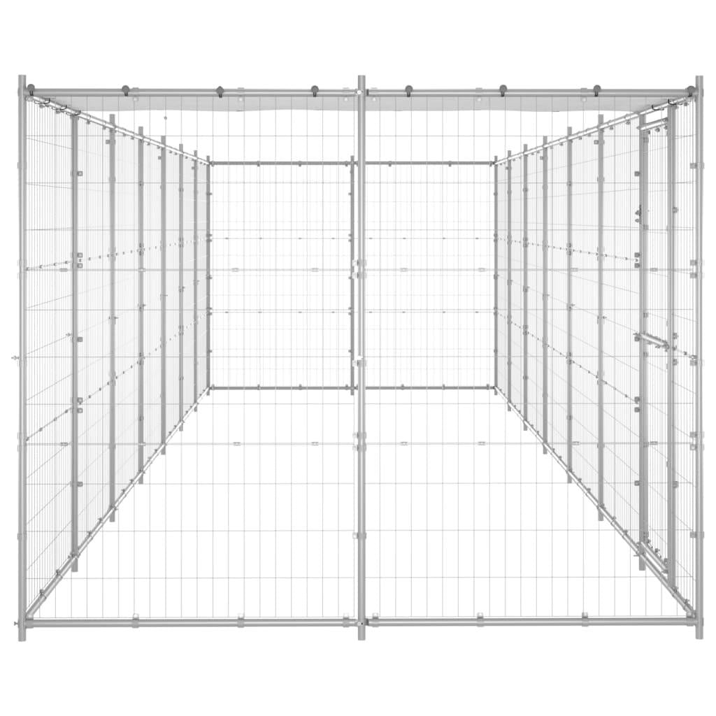 vidaXL Outdoor Dog Kennel Galvanized Steel with Roof 182.3 ft²