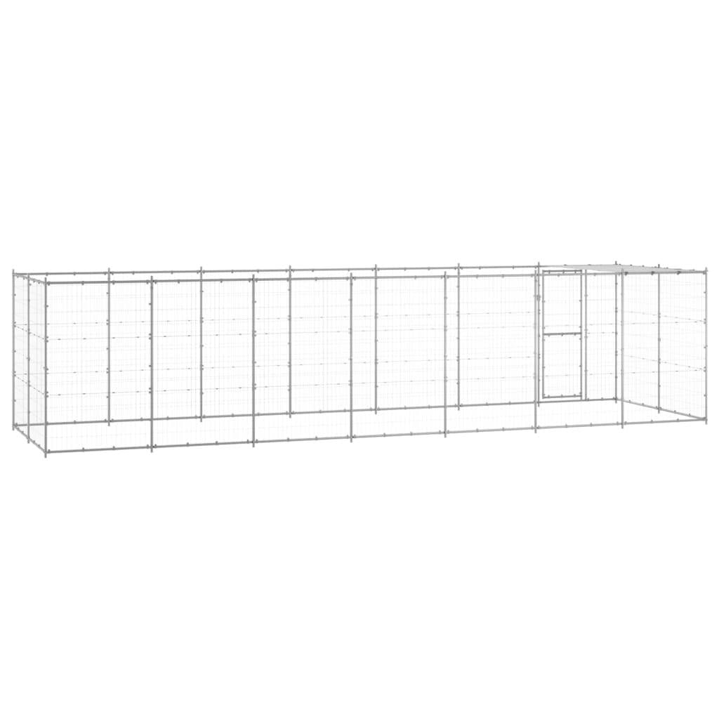 vidaXL Outdoor Dog Kennel Galvanized Steel with Roof 182.3 ft²