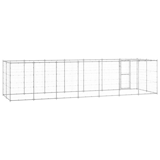 vidaXL Outdoor Dog Kennel Galvanized Steel with Roof 182.3 ft²