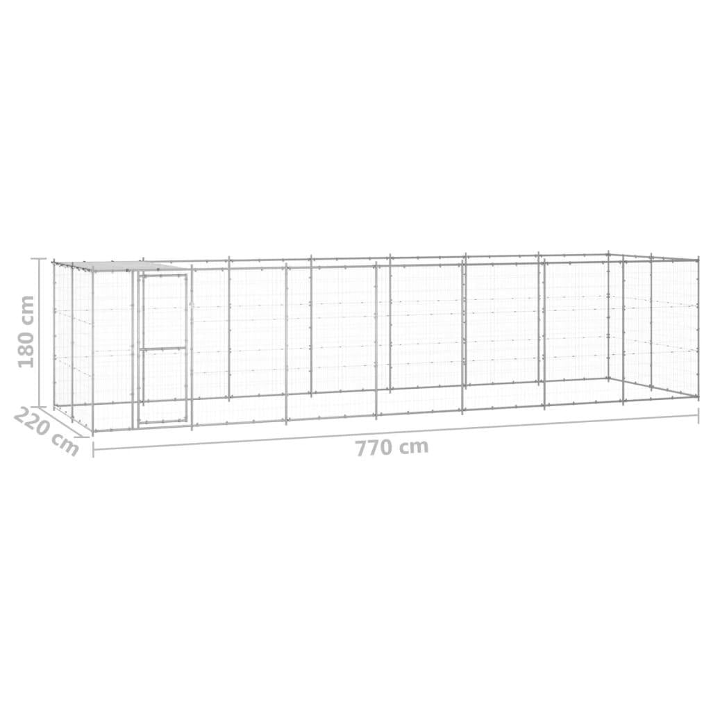 vidaXL Outdoor Dog Kennel Galvanized Steel with Roof 182.3 ft²