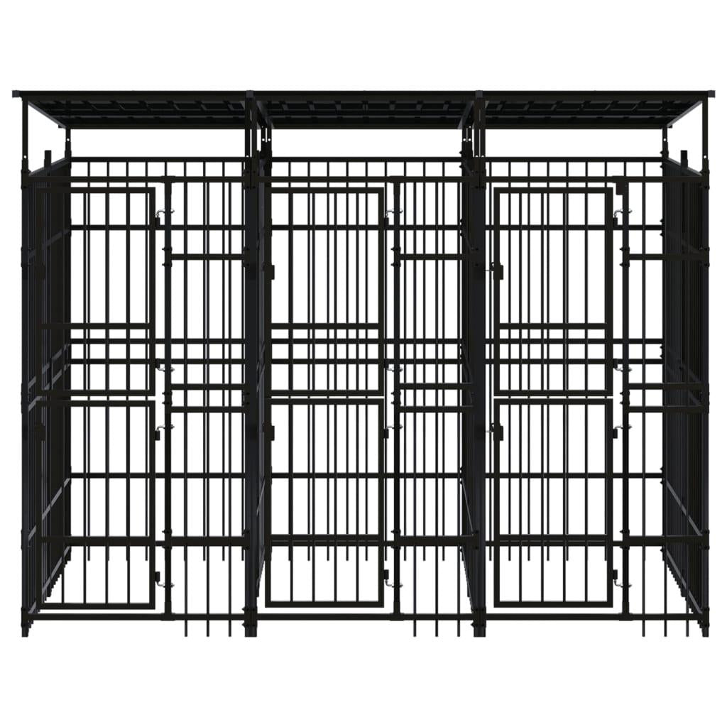 vidaXL Outdoor Dog Kennel with Roof Steel 59.5 ft²