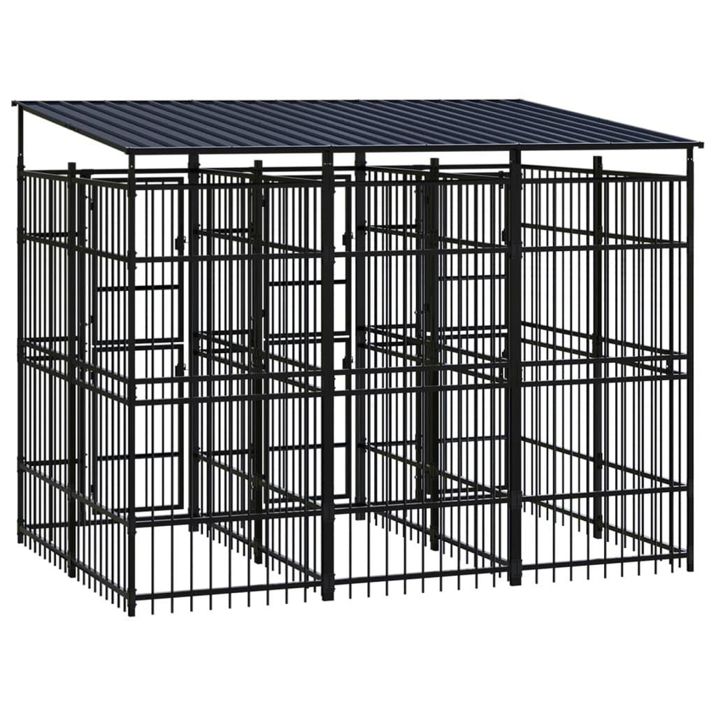 vidaXL Outdoor Dog Kennel with Roof Steel 59.5 ft²