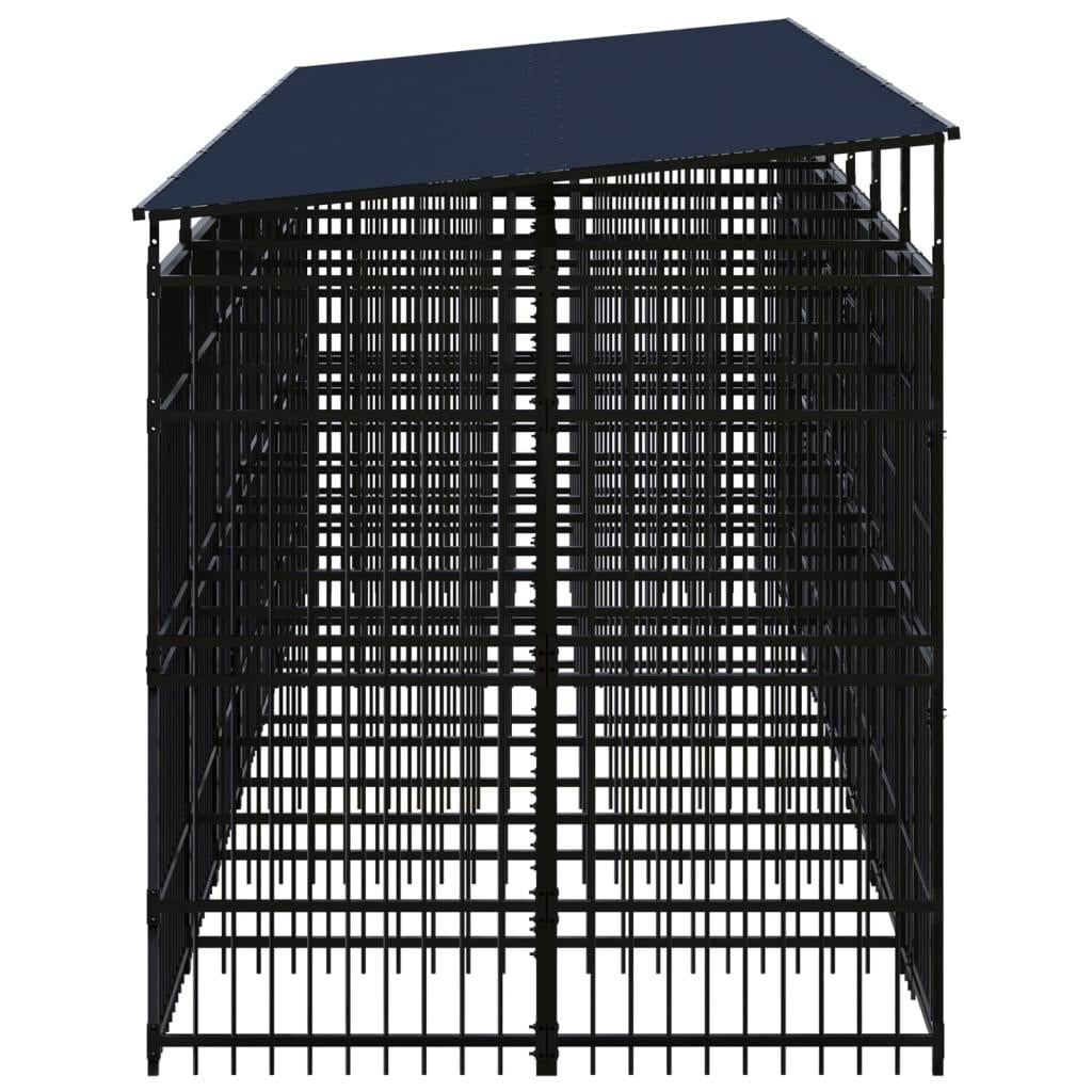 vidaXL Outdoor Dog Kennel with Roof Steel 138.9 ft²