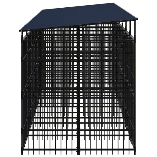 vidaXL Outdoor Dog Kennel with Roof Steel 138.9 ft²