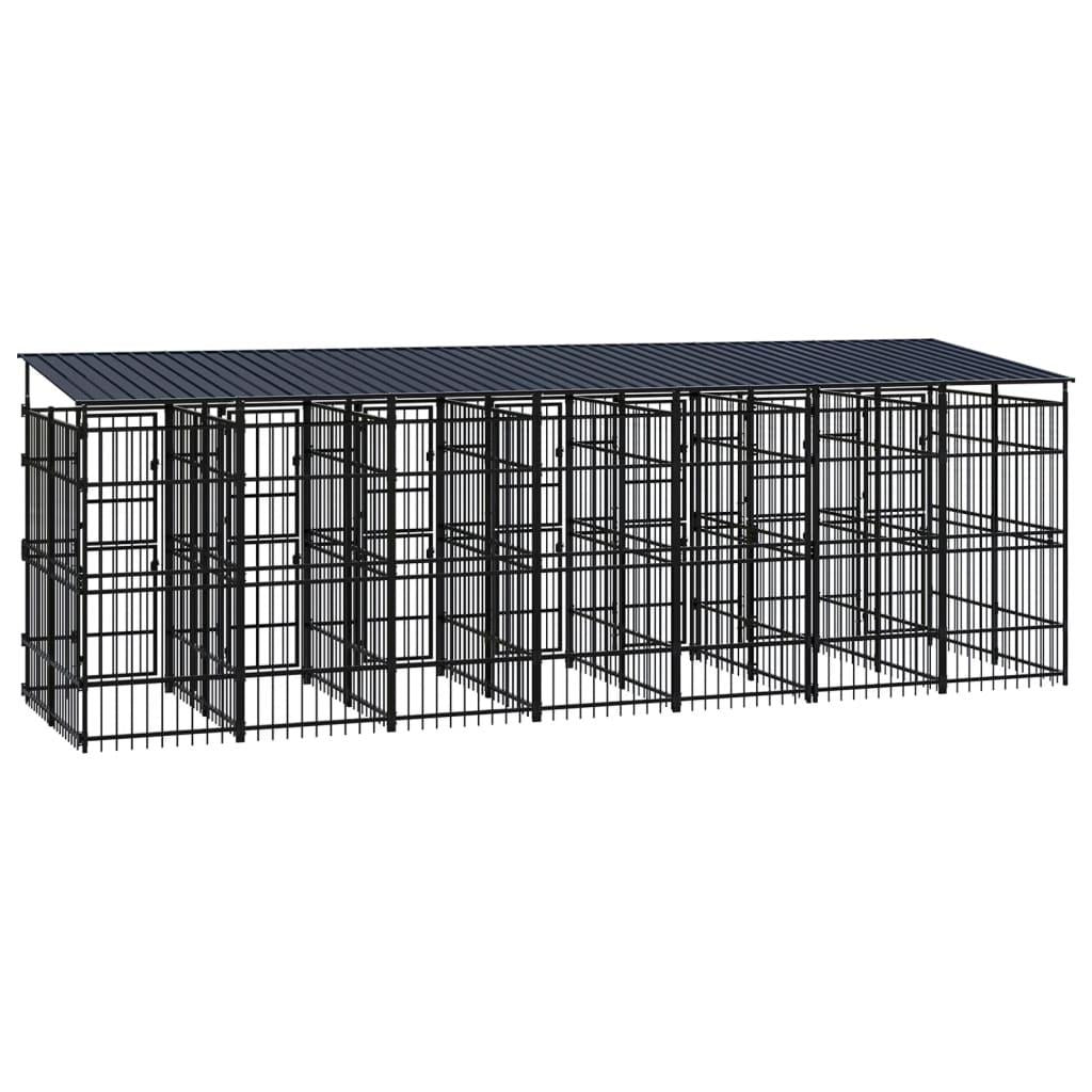 vidaXL Outdoor Dog Kennel with Roof Steel 138.9 ft²