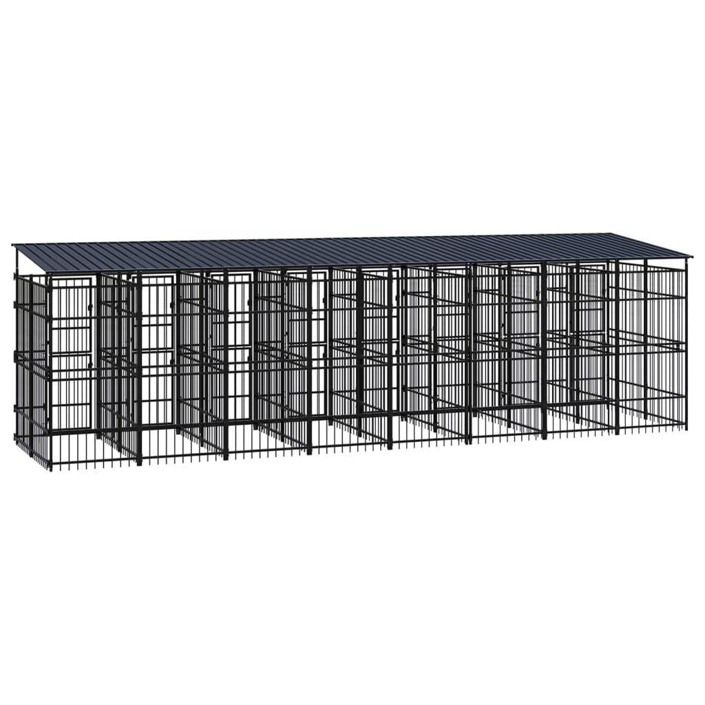 vidaXL Outdoor Dog Kennel with Roof Steel 158.8 ft²