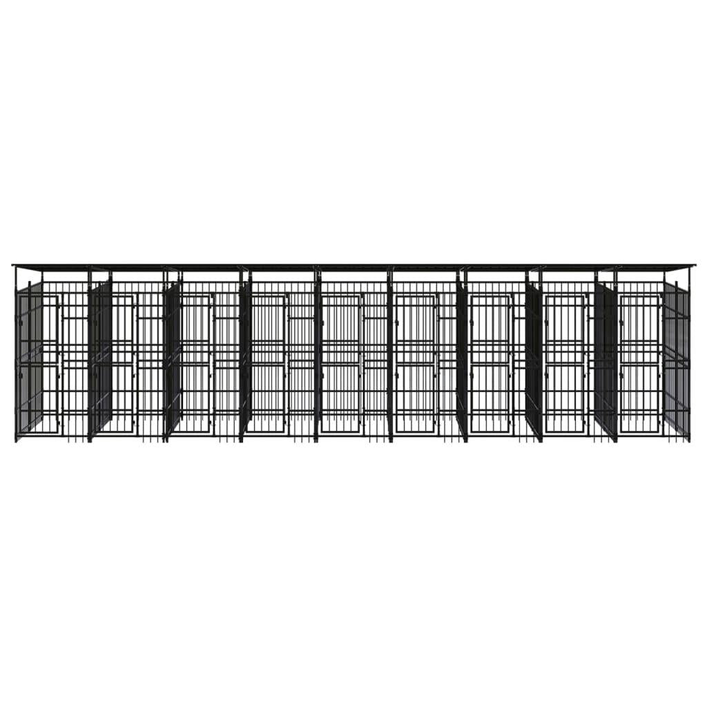 vidaXL Outdoor Dog Kennel with Roof Steel 178.6 ft²