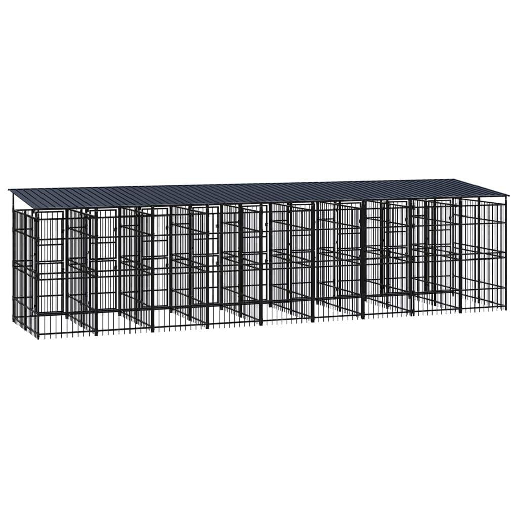 vidaXL Outdoor Dog Kennel with Roof Steel 178.6 ft²