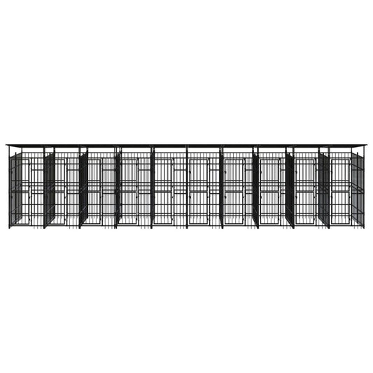 vidaXL Outdoor Dog Kennel with Roof Steel 198.4 ft²