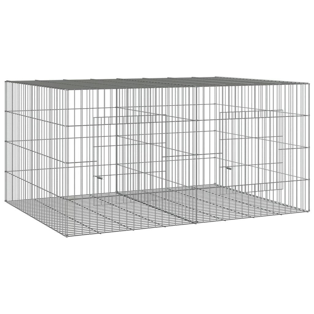 vidaXL 3-Panel Rabbit Cage Animal Hutch Playpen Enclosure Galvanized Iron.
