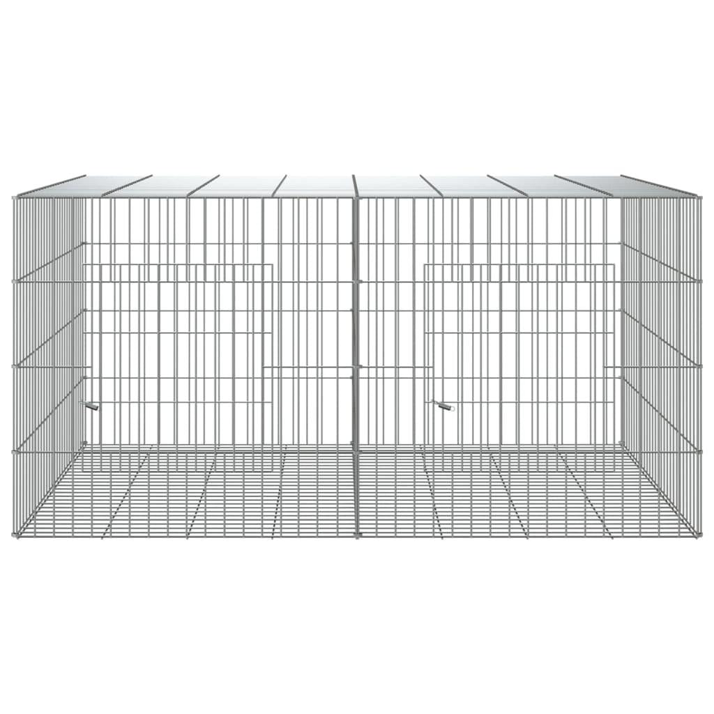vidaXL 3-Panel Rabbit Cage Animal Hutch Playpen Enclosure Galvanized Iron.
