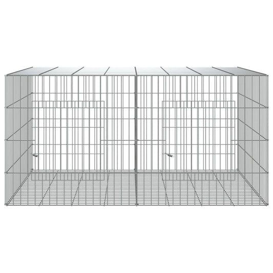 vidaXL 3-Panel Rabbit Cage Animal Hutch Playpen Enclosure Galvanized Iron.