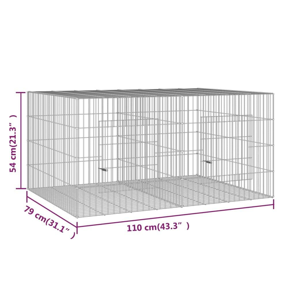 vidaXL 3-Panel Rabbit Cage Animal Hutch Playpen Enclosure Galvanized Iron.