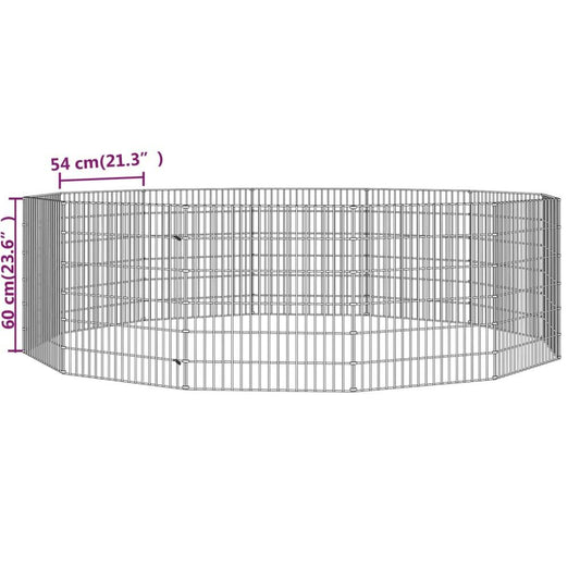 vidaXL Free Range Animal Enclosure 12-Panel 21.3"x23.6" Galvanized Iron.