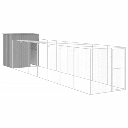 vidaXL Dog House Outdoor Dog Kennel Crate Shelter with Run Galvanized Steel