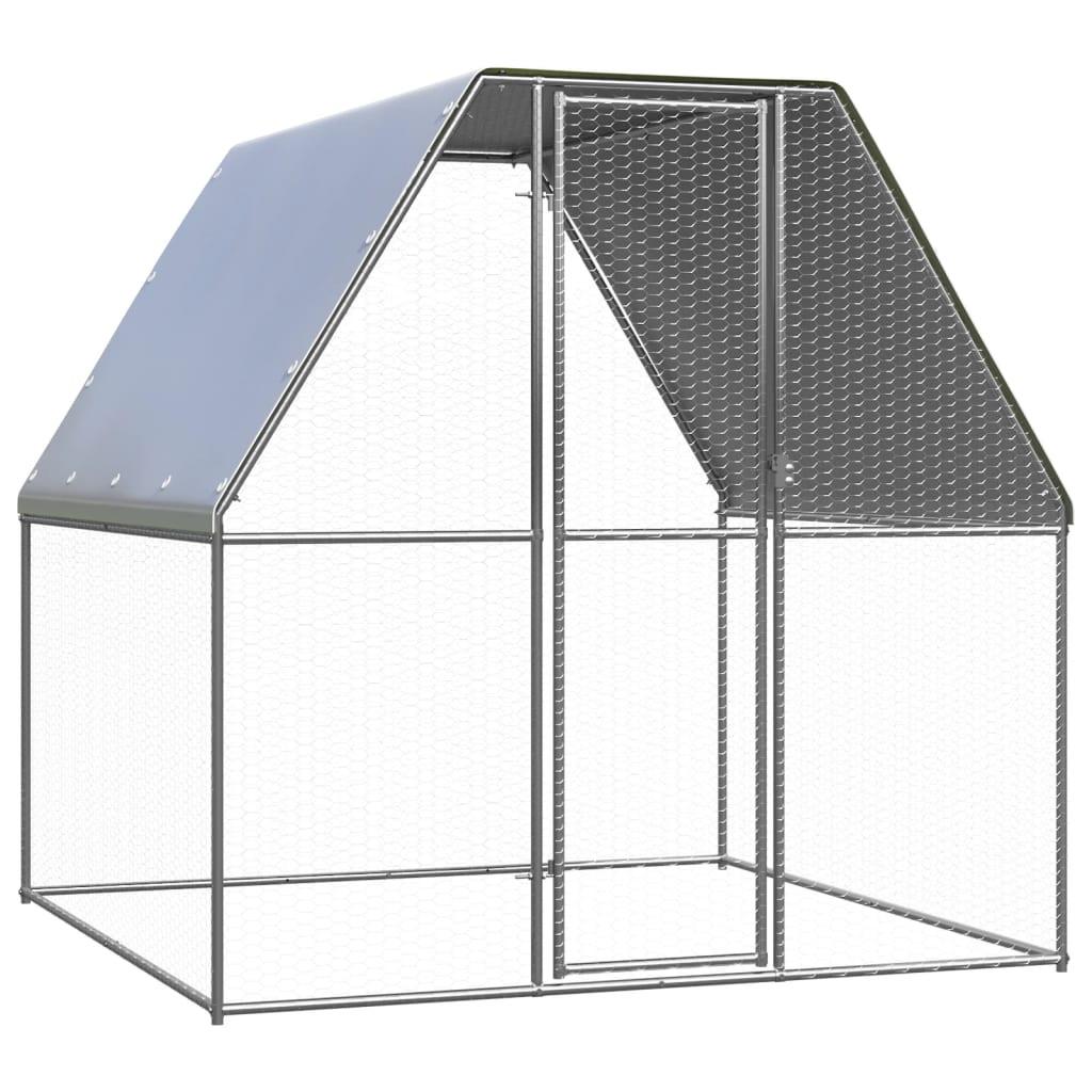 vidaXL Chicken Cage Silver and Gray 6.6�x6.6�x6.6� Galvanized Steel.