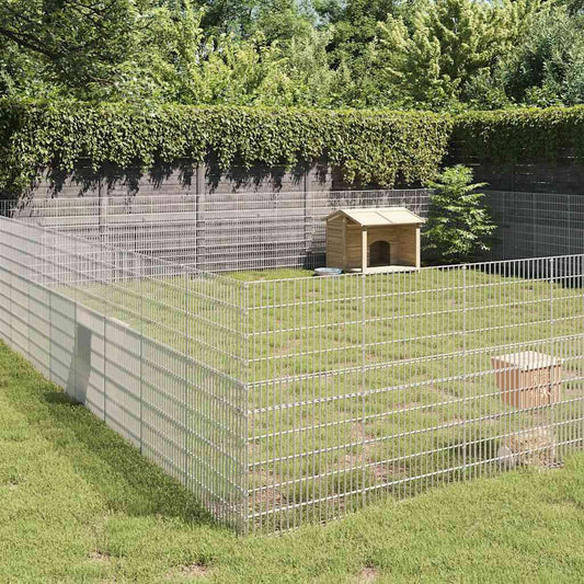 vidaXL Free Range Animal Enclosure 48-Panel 21.3"x39.4" Galvanized Iron.