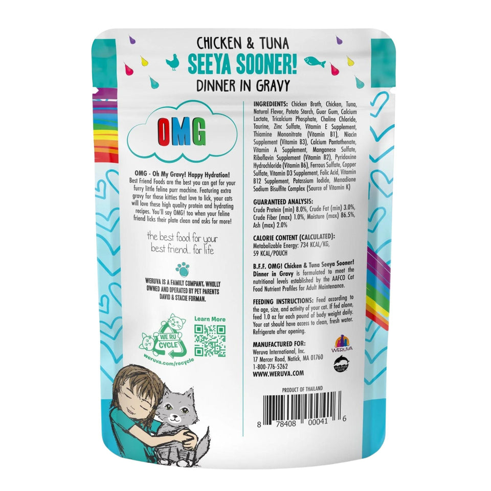 BFF Cat Omg Chicken and Tuna Dinner in Gravy 2.8 oz. 12 ct