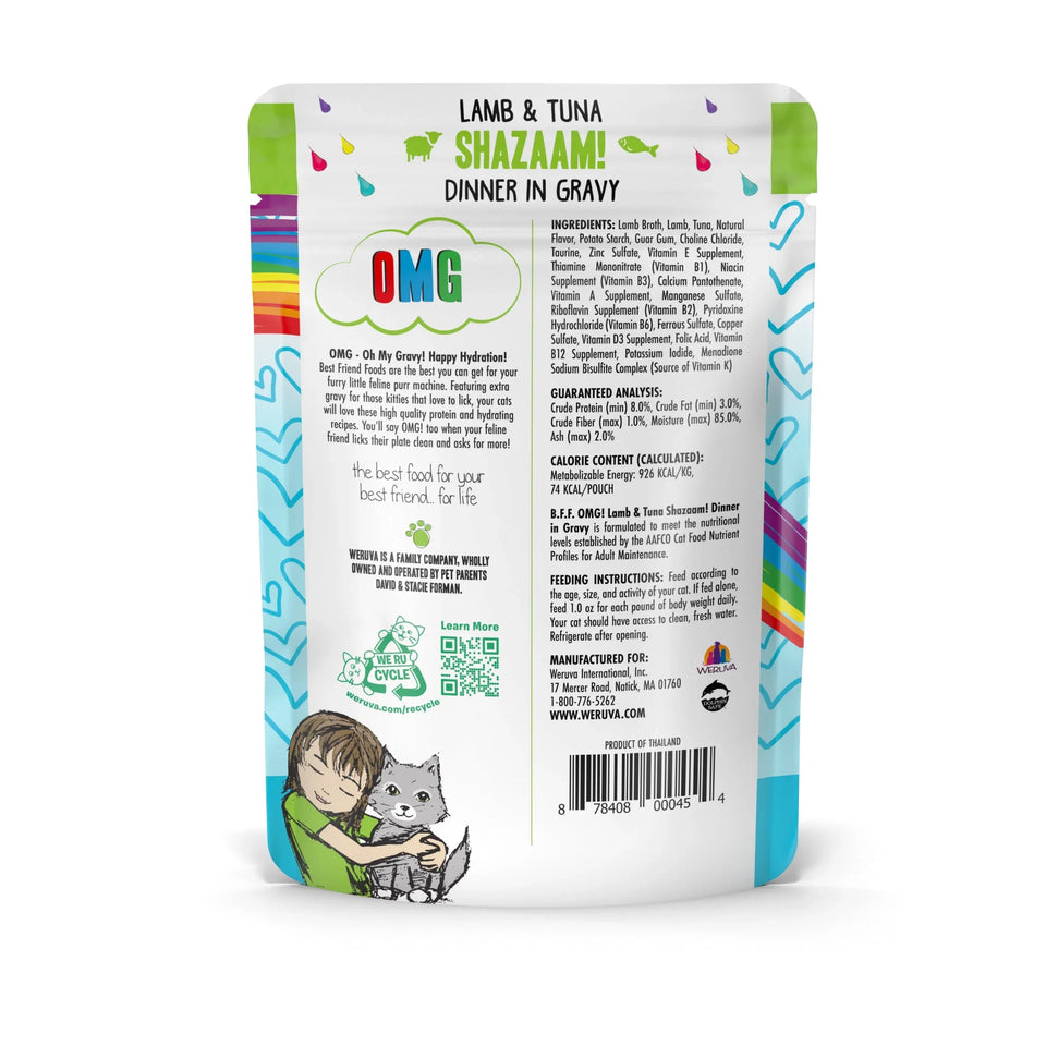 BFF OMG Shazaam! Wet Cat Food - Lamb and Tuna in Gravy, 2.8 oz, 12 ct