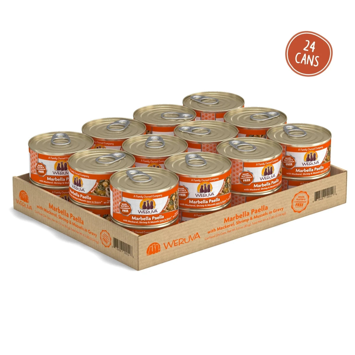 Weruva Cat Marbella Paella with Mackerel; Shrimp and Mussels in Gravy 3oz. (Case of 24) - Pets Perfect