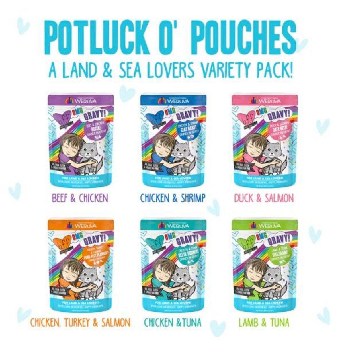 BFF Cat Omg Potluck O Pouches Variety Pack. 2.8oz.(Case of 12) - Pets Perfect