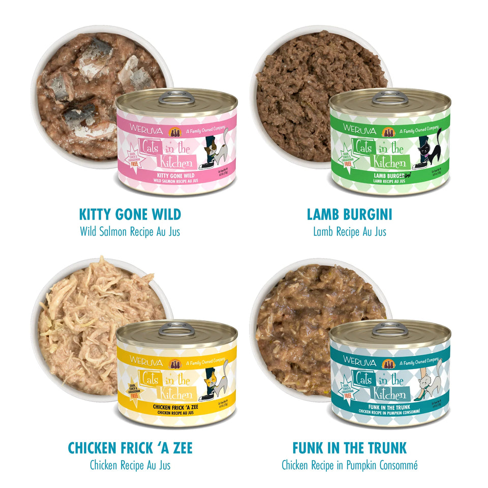 Weruva Cats in the Kitchen Cuties Variety Pack Wet Cat Food - Chicken, Lamb, Wild Game, 6 oz, 24 ct