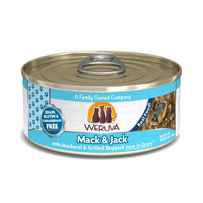 Weruva Cat Mack and Jack with Mackerel and Grilled Skipjack in Gravy, 5.5 oz each, Case of 24