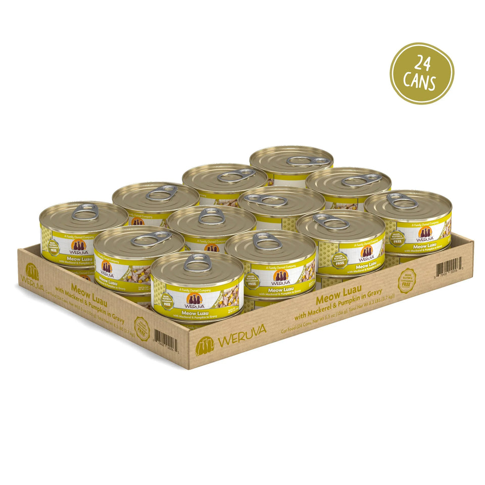 Weruva Cat Meow Luau with Mackerel and Pumpkin in Gravy, 5.5 oz each, Case of 24