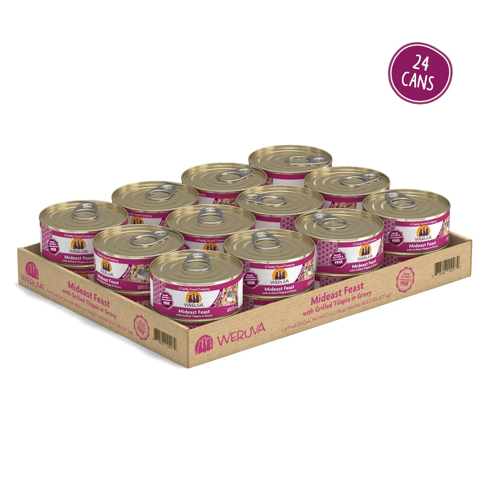 Weruva Cat Mideast Feast with Grilled Tilapia in Gravy, 5.5 oz each, Case of 24