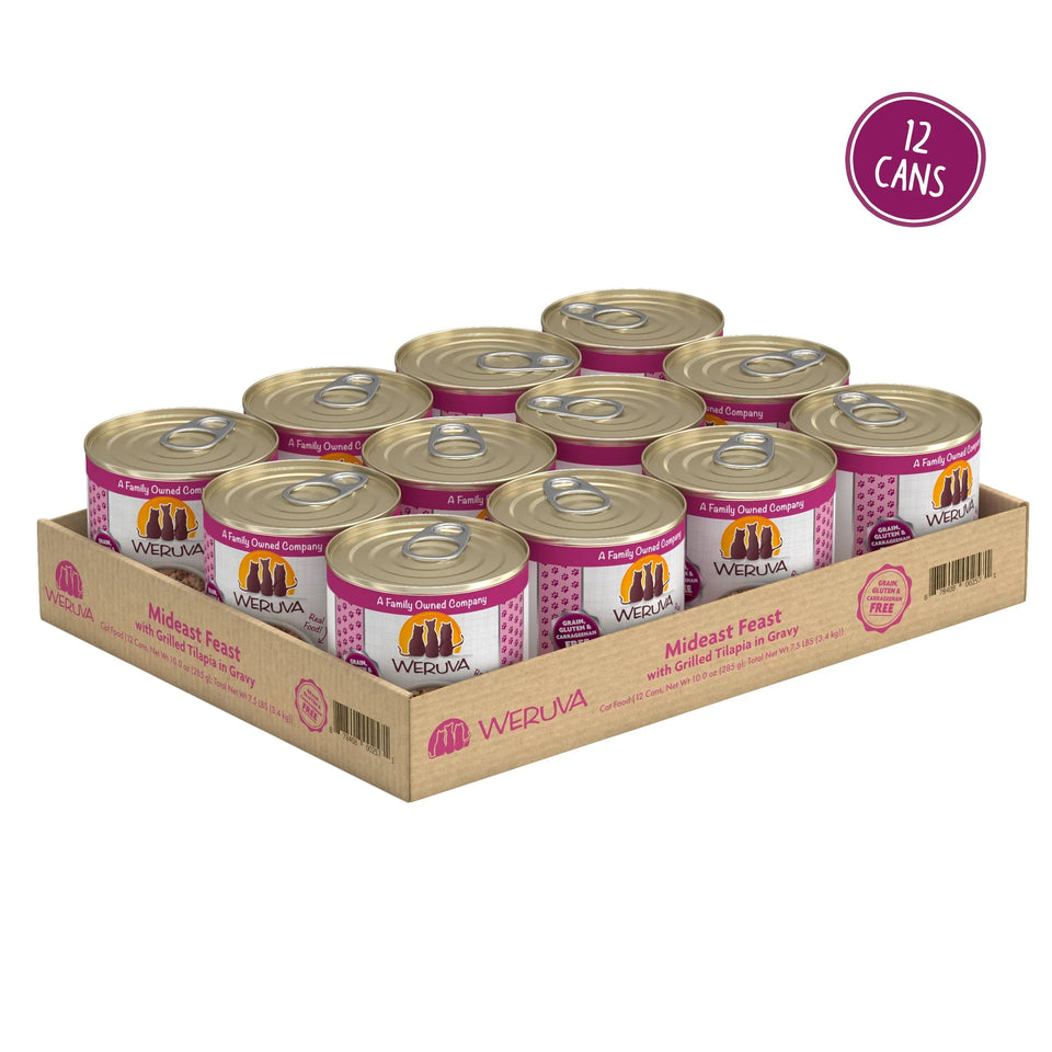 Weruva Cat Mideast Feast with Grilled Tilapia in Gravy, 10 oz each, Case of 12