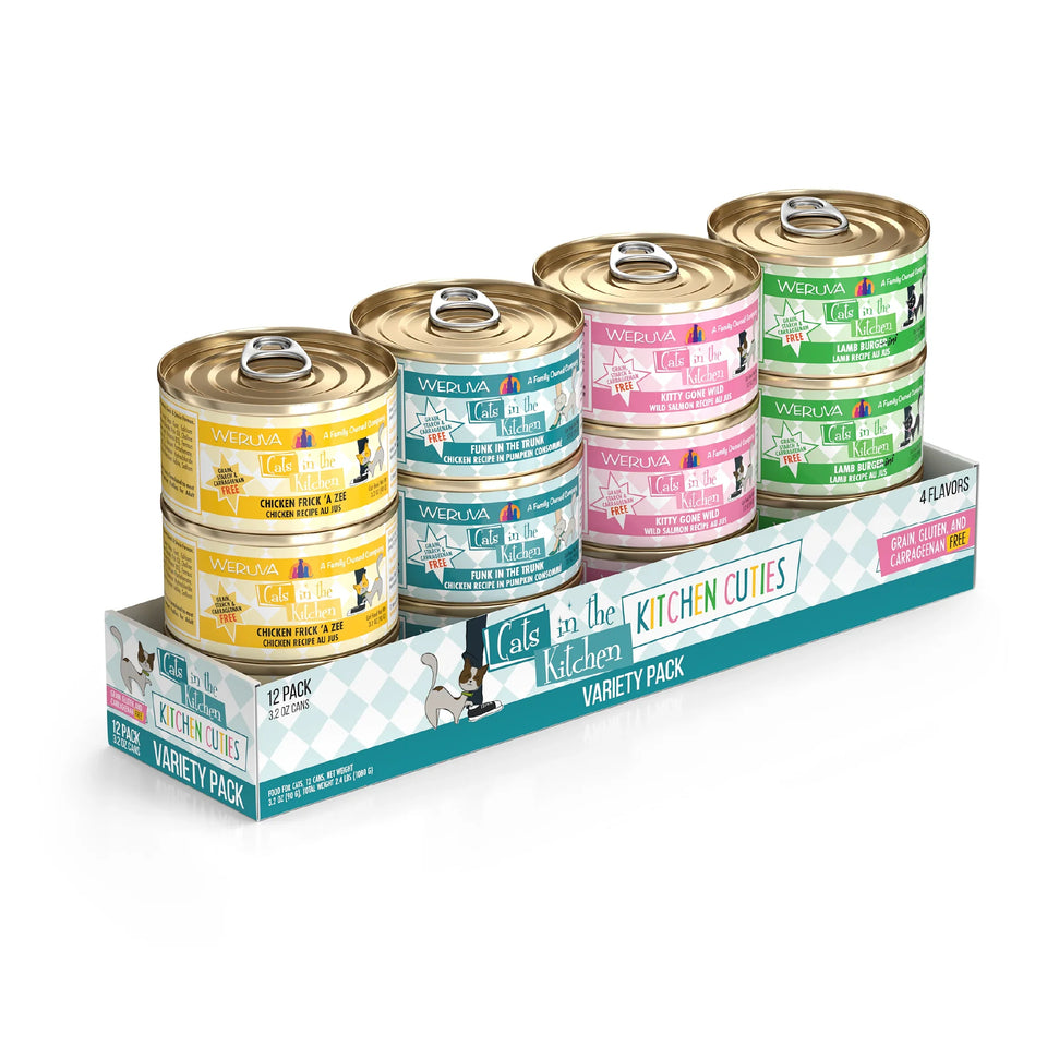 Weruva Cats in the Kitchen Cuties Variety Pack Wet Cat Food - Chicken, Lamb, Wild Game, 3.2 oz, 12 ct