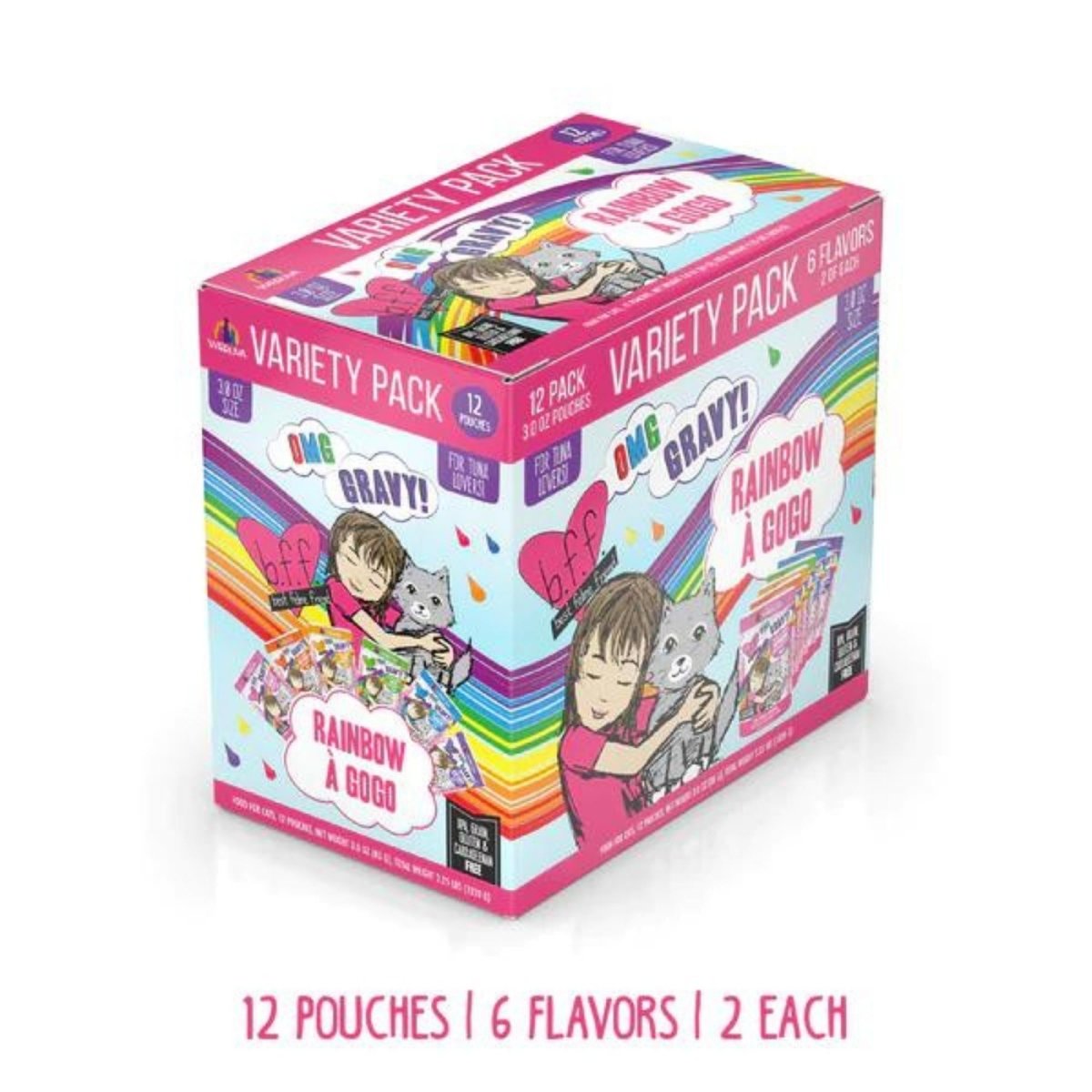 BFF Cat Omg Rainbow Variety Pack 3oz. Pouch (Case of 12) - Pets Perfect