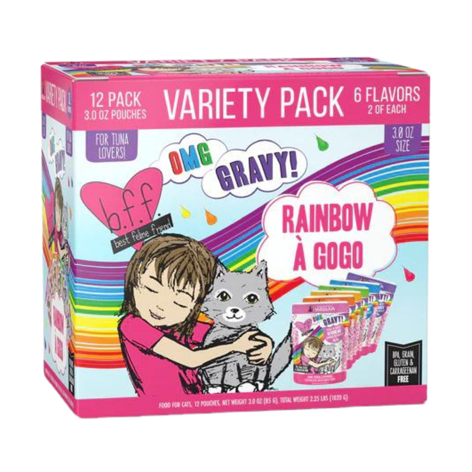 BFF Cat Omg Rainbow Variety Pack 3 oz. Pouch 12 ct
